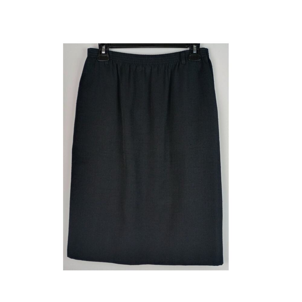 Alfred Dunner Womens 10 P Black Canvas Above Knee Elastic Waist Pencil Skirt